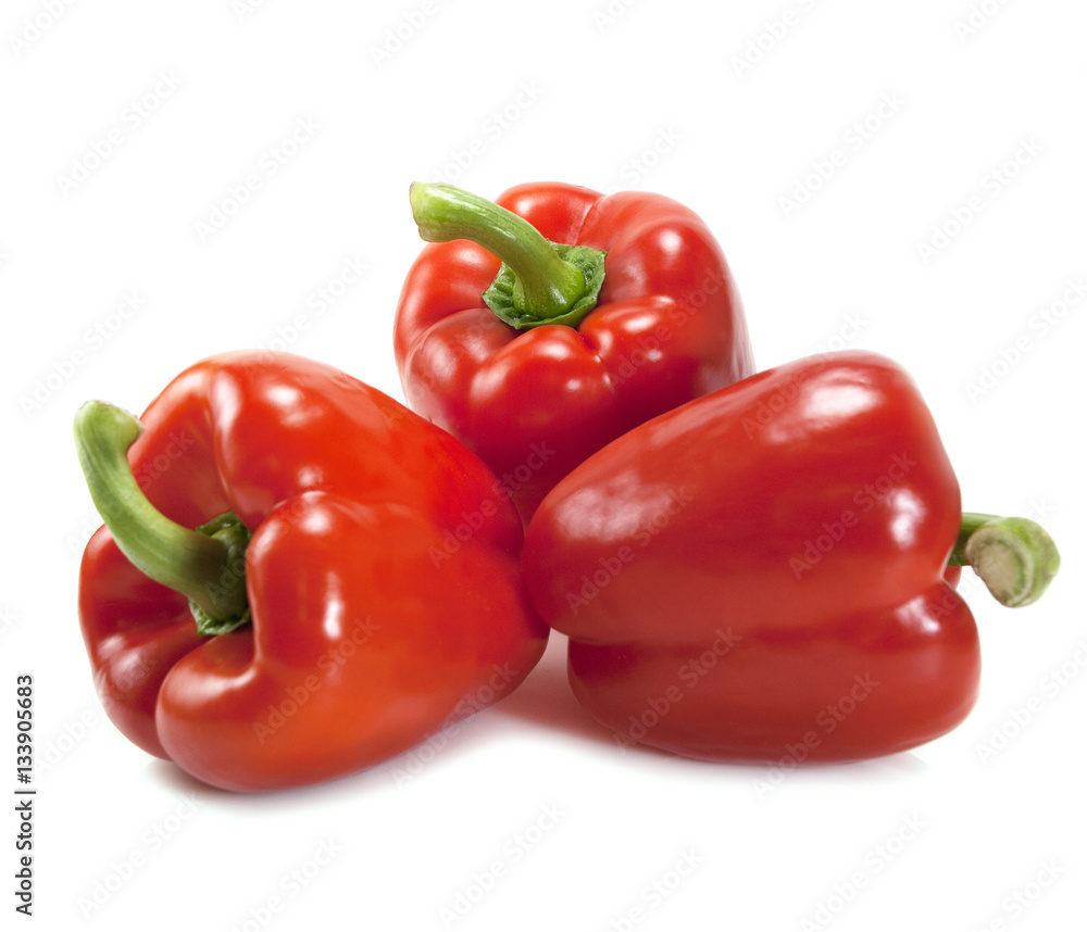 Red bell pepper on a white background isolated