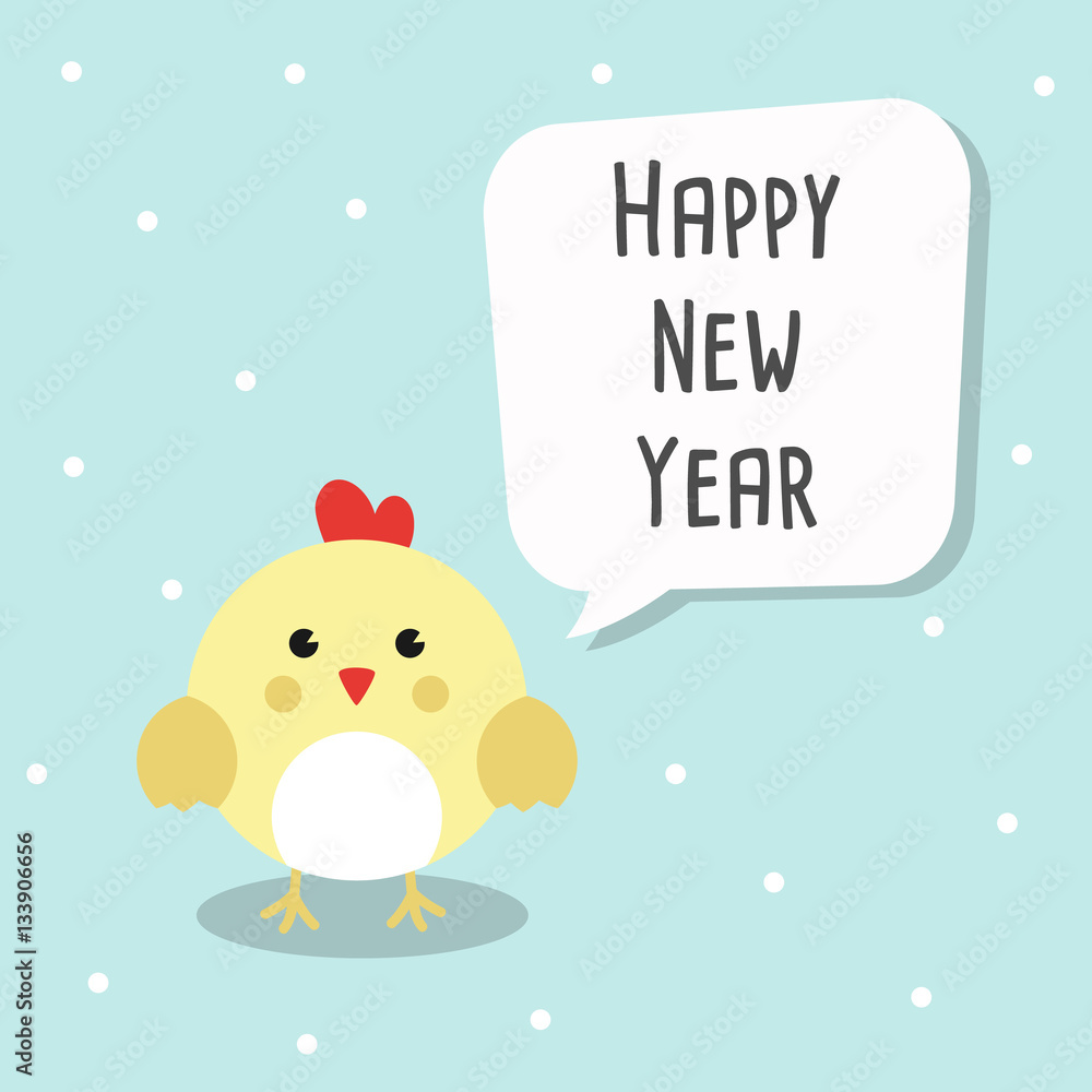 Chinese New Year 2017 Cards with Cute chicken and bubble speech Vector Illustration. Chinese New Year 2017 Cards with Cute chicken and bubble speech Vector Illustration.