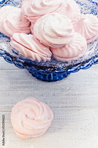 Wallpaper Mural Strawberry marshmallows on a white background, horizontal, selective focus Torontodigital.ca
