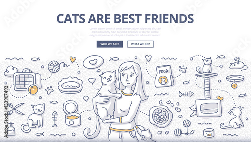 Cats Care Doodle Concept