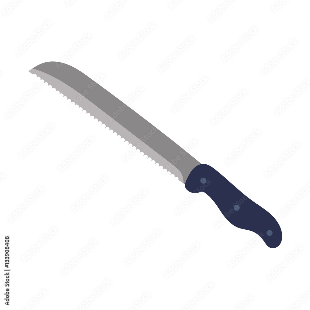 Bread steel knife. Kitchen utensil. Abstract design. Vector illustration Bread steel knife. Kitchen utensil. Abstract design. Vector illustration