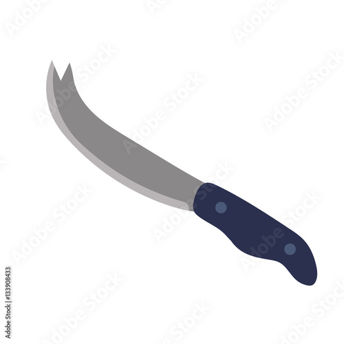Cheese steel knife. Kitchen utensil. Abstract design. Vector illustration