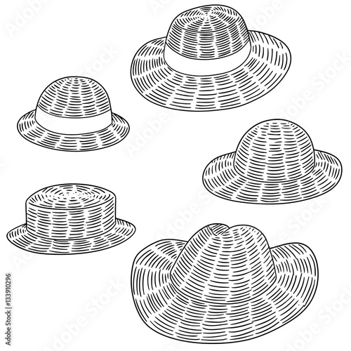 vector set of straw hat