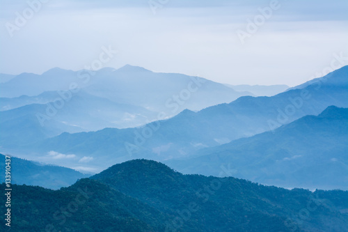 Mountain view on morning with fog,Fog on the Mountain © sek_gt