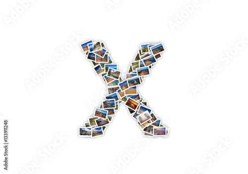 Letter X uppercase font shape alphabet collage made of my best landscape pictures