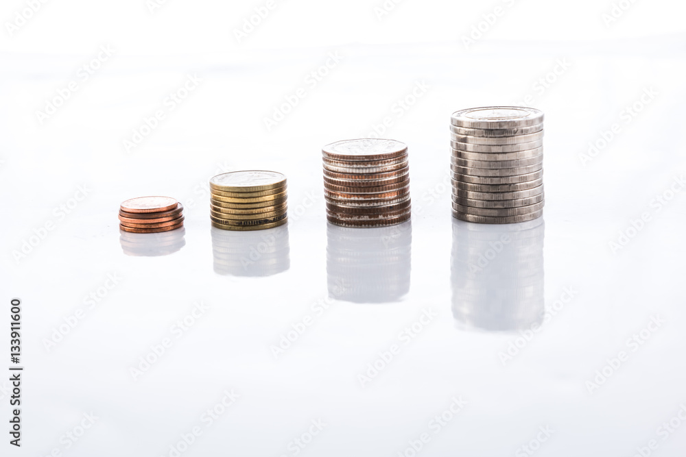 coin stack on white background coin stack on white background