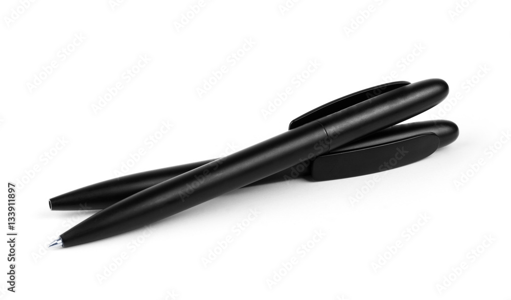 Two pens in diagonal isolated on white background Two pens in diagonal isolated on white background