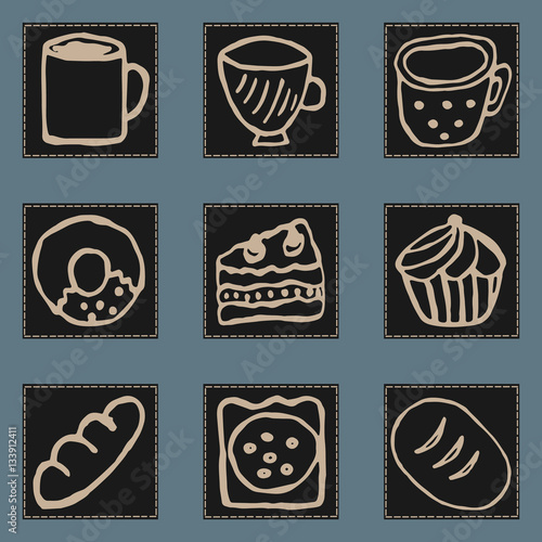 Icons of kitchen items, tasty and not very