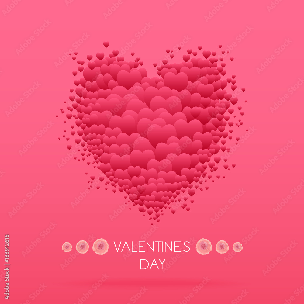 Happy valentines day card with hearts. Valentine Love vector.