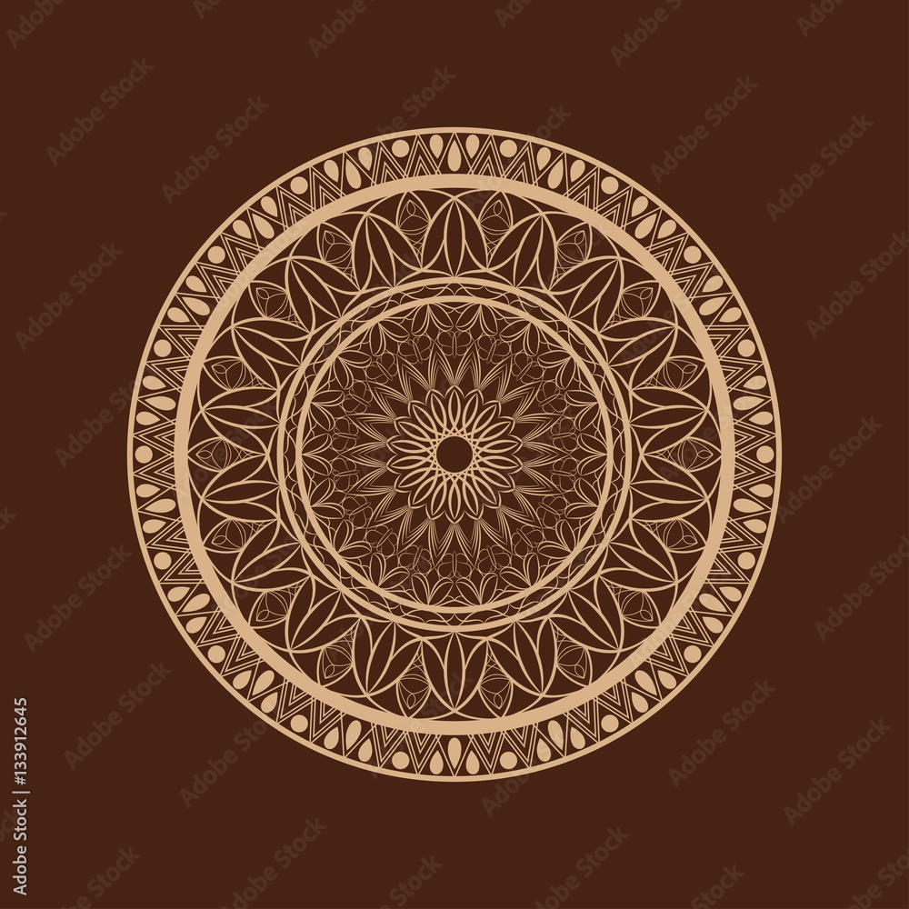 Fototapeta premium Flower mandala over dark brown