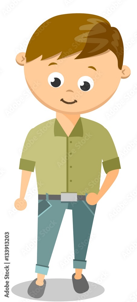 Funny Cartoon Guy With In White Shirt and Black Pants