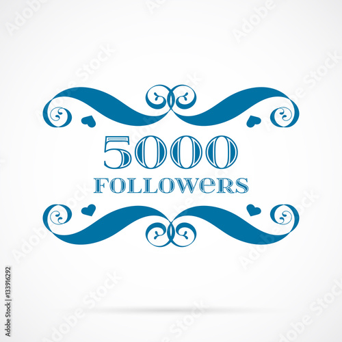 Vector 5000 followers badge over white