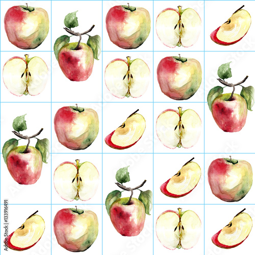Seamless wallpaper with apple illustration