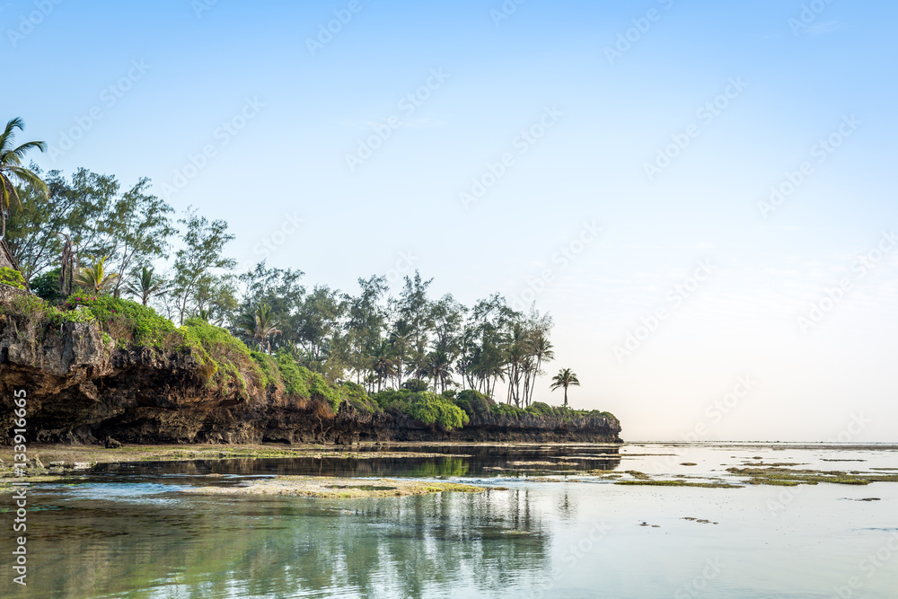 Paradise beach with white sand and palms Paradise beach with white sand and palms