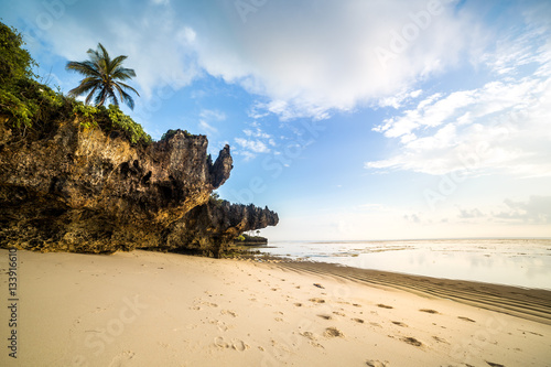Paradise beach with white sand and palms © malajscy