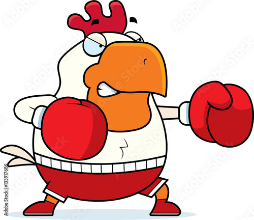 Cartoon Rooster Boxing