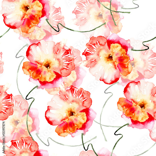 Seamless wallpaper with Beautiful Pink flowers
