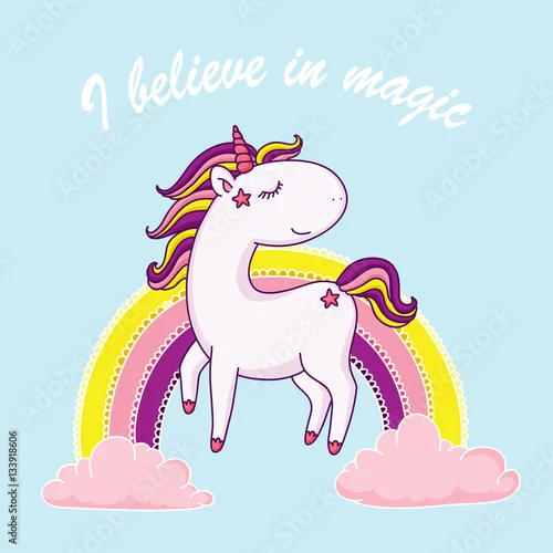 Fototapeta Wierzę w magiczną ilustrację jednorożca