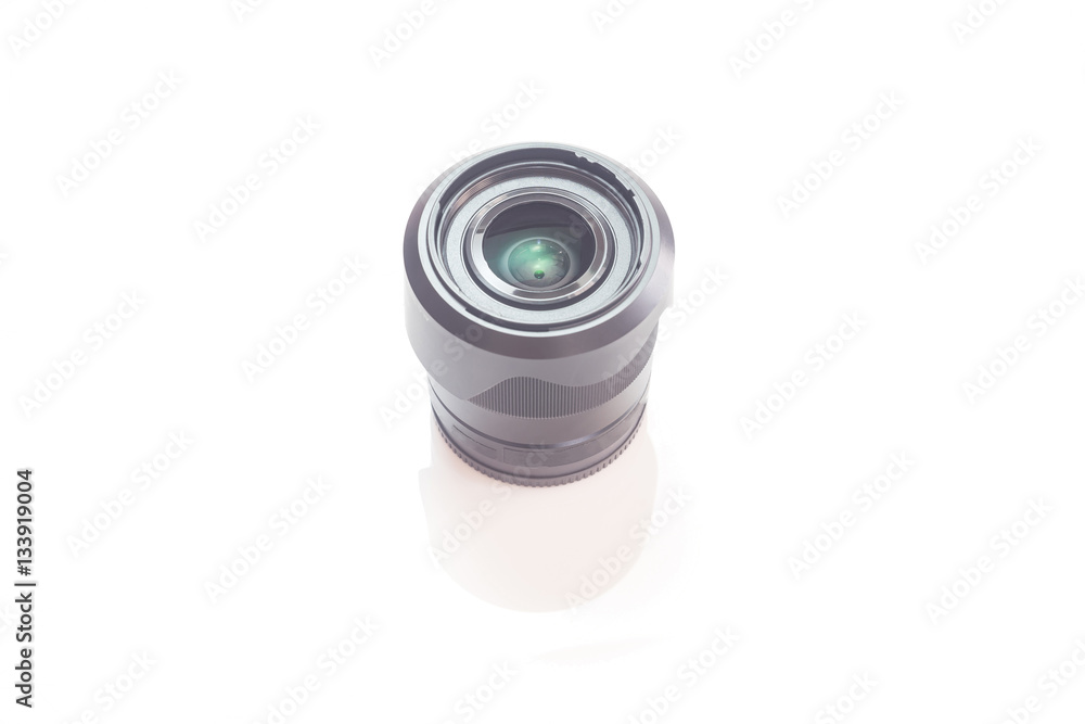Black camera lens isolated Black camera lens isolated