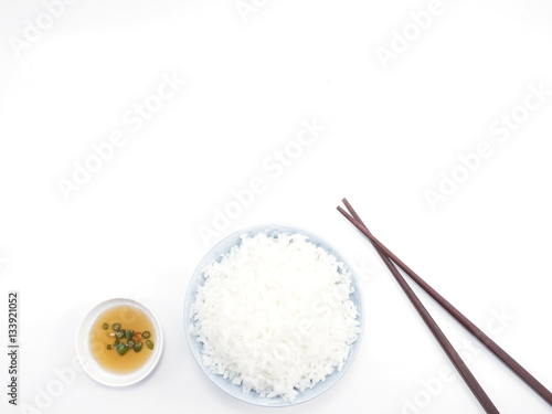 Wallpaper Mural Rice in a bowl with chopsticks isolated top view Torontodigital.ca