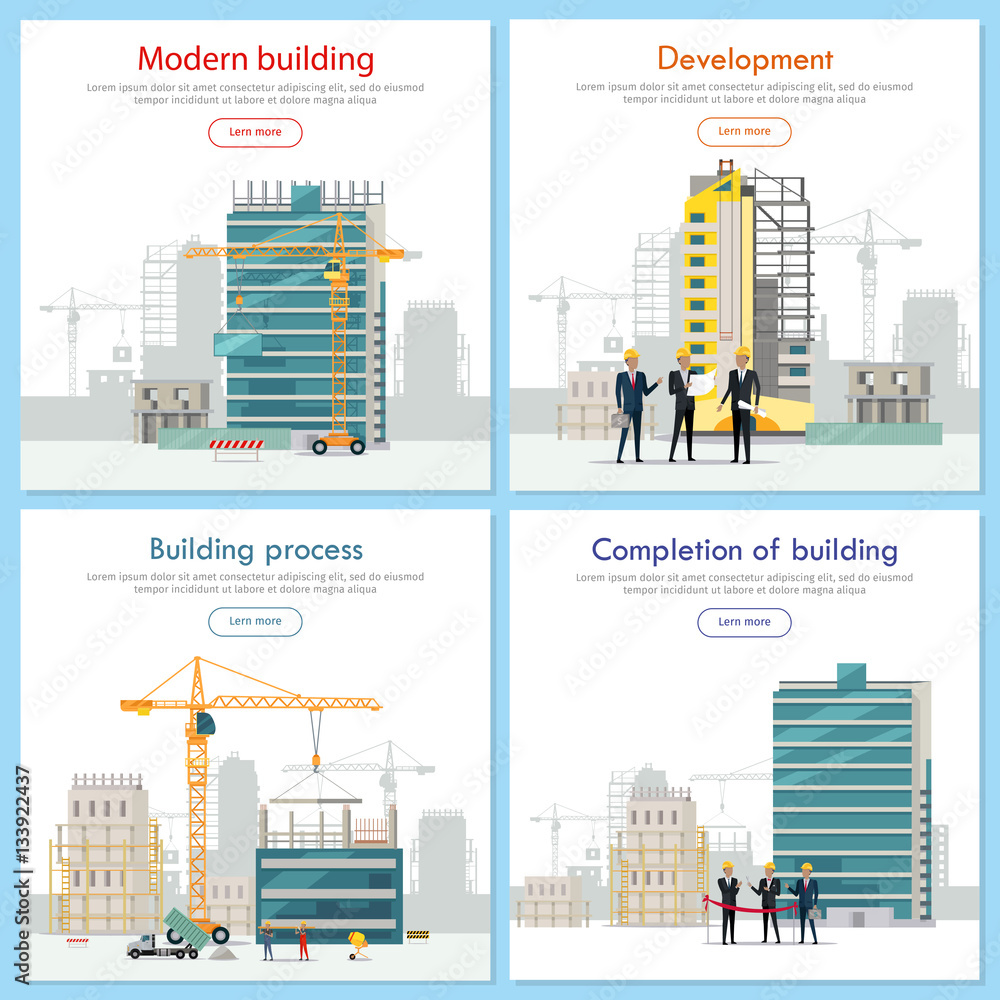 Modern Building. Development. Building Process.