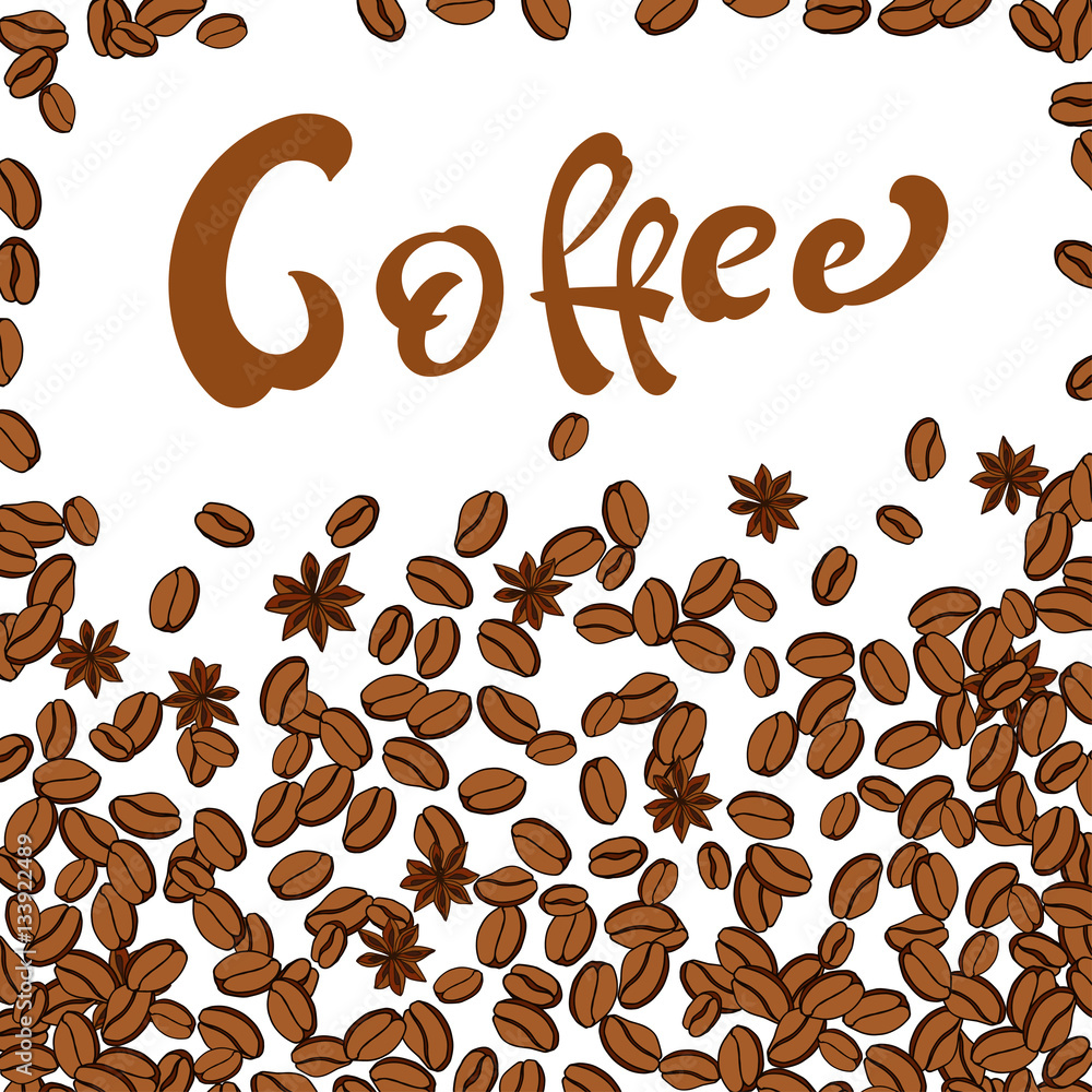 Obraz premium Poster with hand lettering. Quote for card design. Ink illustration. Coffee design