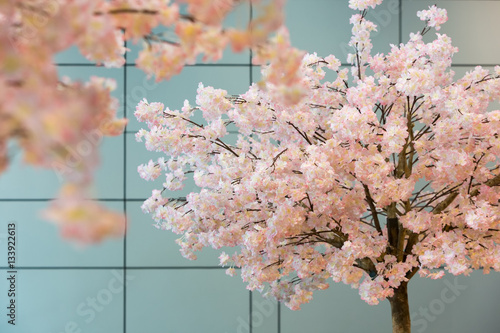 Artificial sakura blossom trees