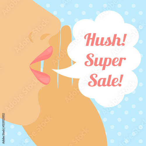 Female profile with speech bubble against a light blue background