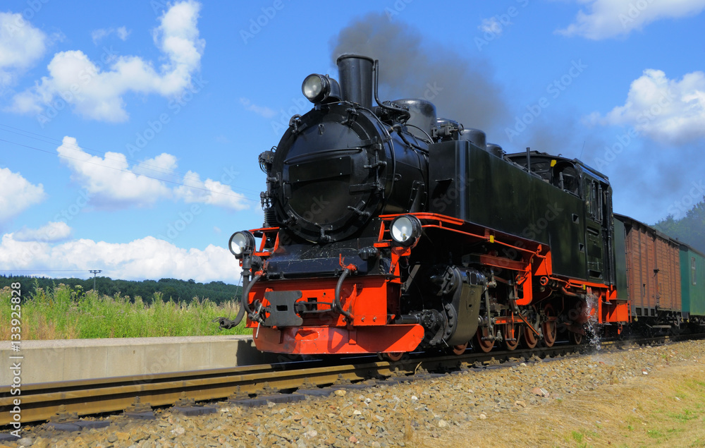 Obraz premium Steam train on island Rugen, Germany