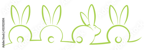Frohe Ostern Hasen Linie Zeichnung grün isoliert