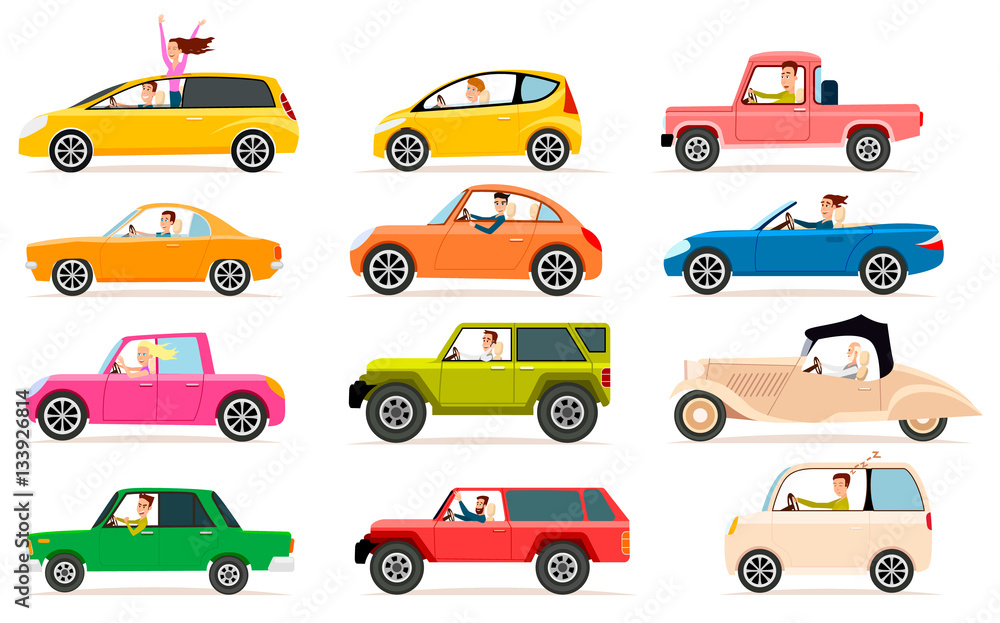 Naklejka premium Collection of Different Types of Automobile Cabine