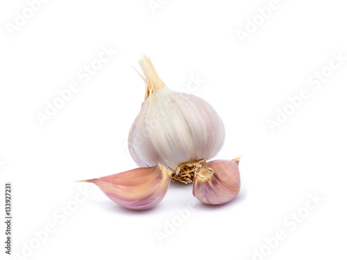 Healthy fresh garlic isolated on white background