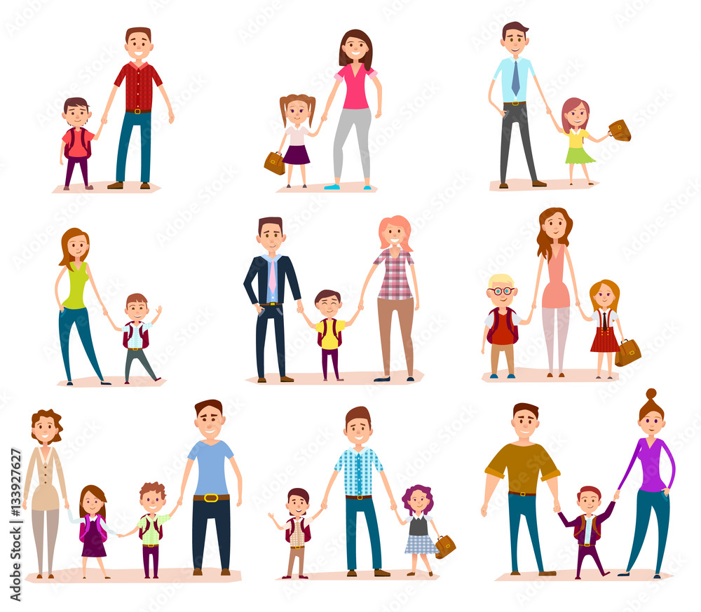 Collection of Parents with Their School Children