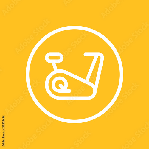 exercise bike line icon in circle
