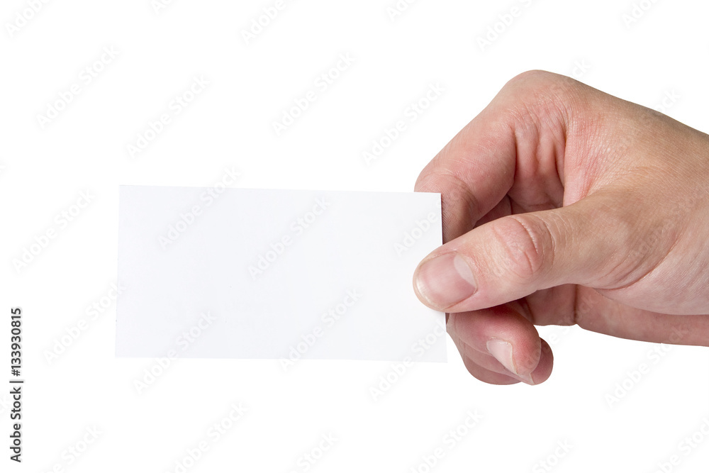 Hand Holding Blank White Business Card On White Background Hand Holding Blank White Business Card On White Background