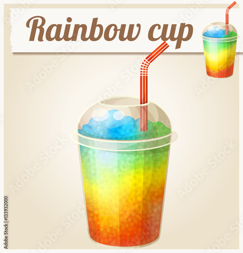 Rainbow ice cup (Frozen drink). Cartoon vector icon. Series of food and ingredients for cooking.