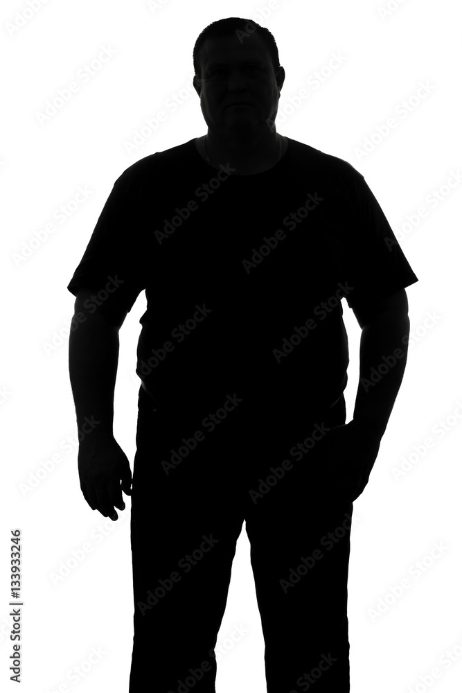 silhouette of a man with a dense constitution ful