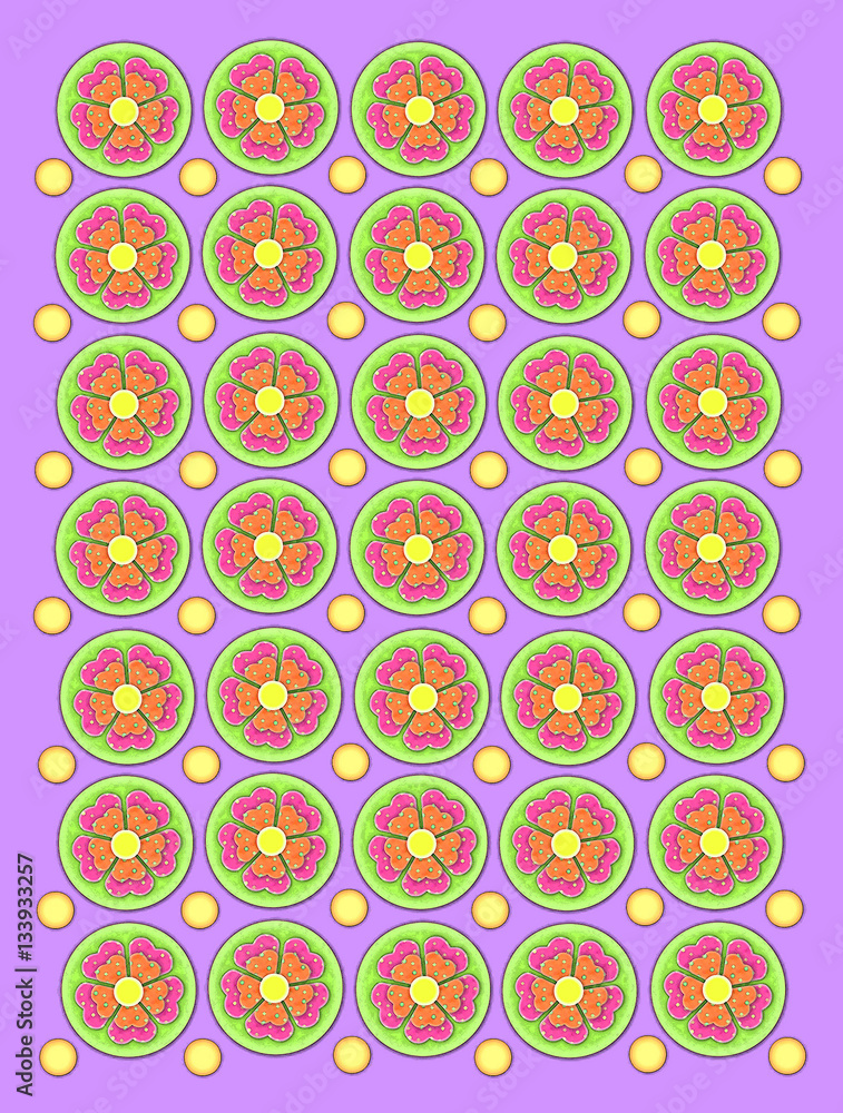 Country Petals and Circles on Lilac Country Petals and Circles on Lilac