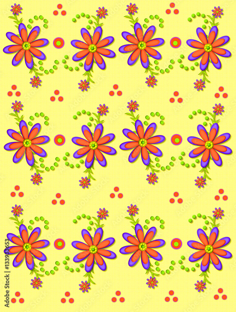 Daisy Garden on Soft Yellow Daisy Garden on Soft Yellow