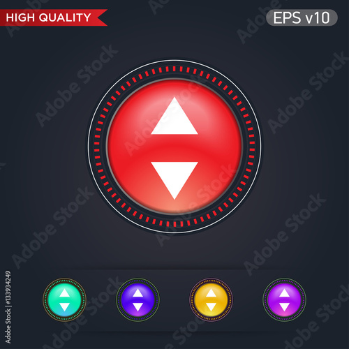 Colored icon or button of arrows symbol with background