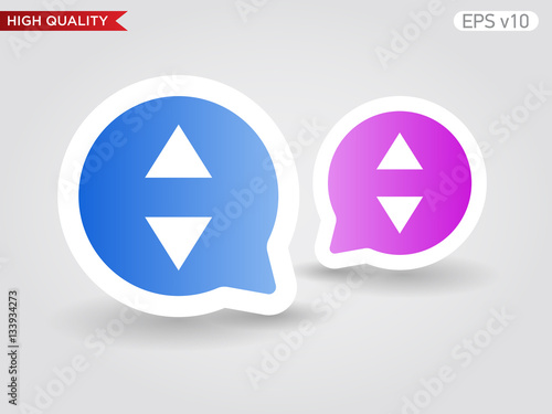 Colored icon or button of arrows symbol with background