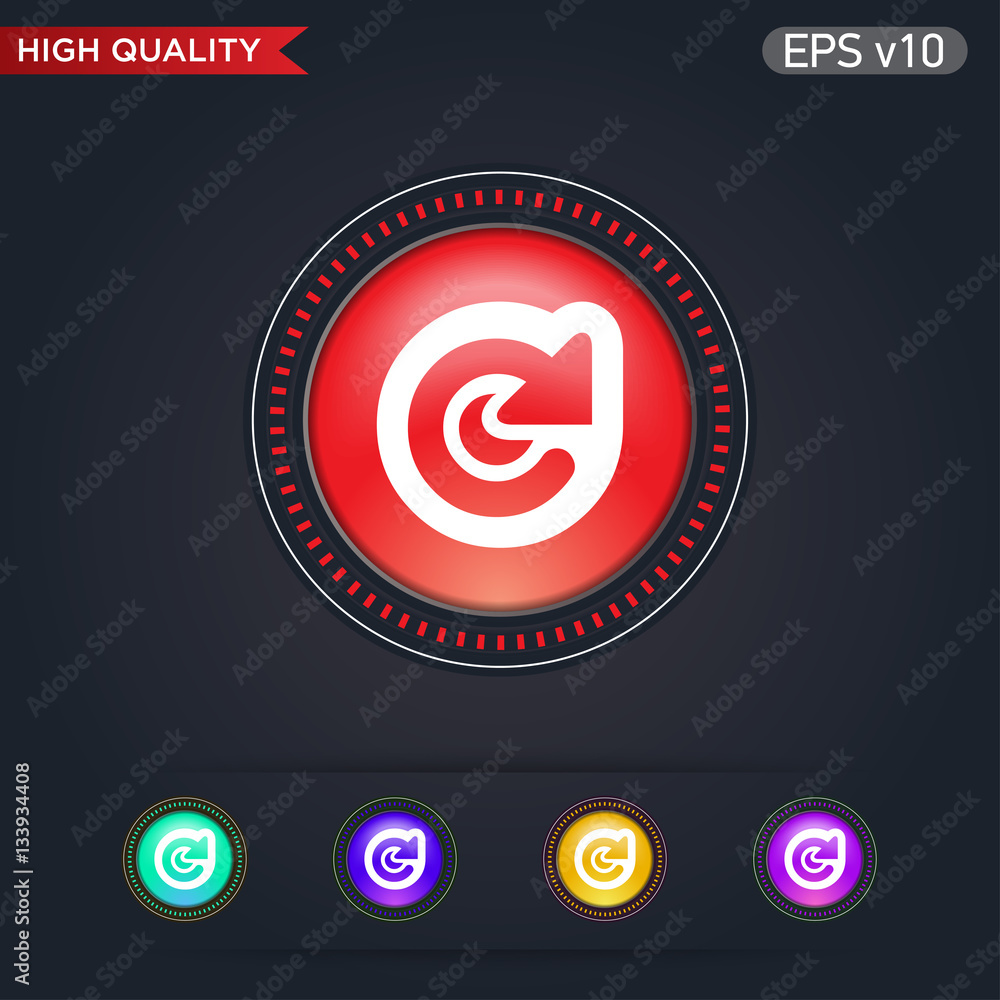 Fototapeta premium Colored icon or button of refresh symbol with background