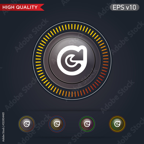 Colored icon or button of refresh symbol with background