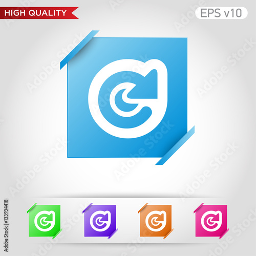 Colored icon or button of refresh symbol with background