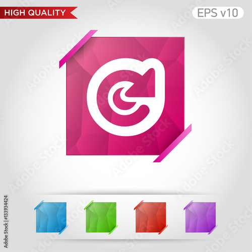 Colored icon or button of refresh symbol with background