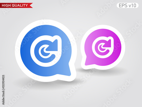 Colored icon or button of refresh symbol with background