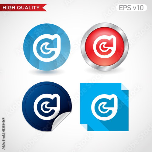 Colored icon or button of refresh symbol with background