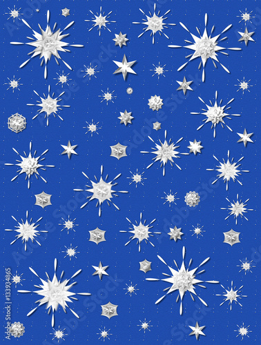 Flakes of Snow on Blue