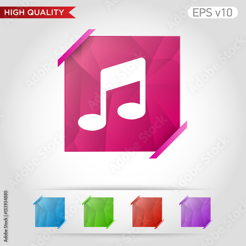 Colored icon or button of music symbol with background