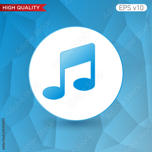 Colored icon or button of music symbol with background